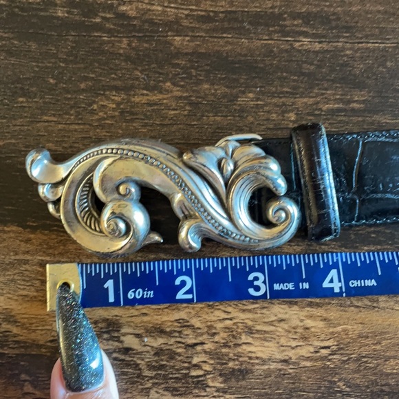 Vintage 90s Brighton Black Leather Belt - Picture 8 of 9